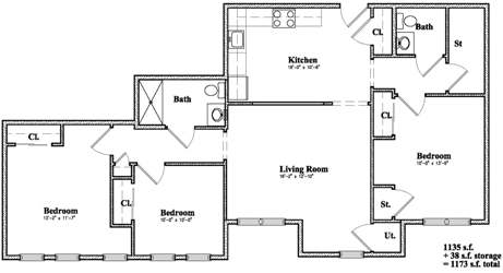 Devon Management - Golden Ridge - Monticello, NY - 3 Bedroom Floor Plan